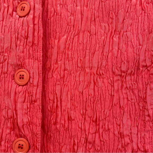 Vtg Escada Coral Red Crinkled Buttoned Jacket - Sz 38 - Picture 8 of 16